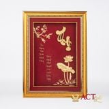 Quà tặng Tranh Chữ Thọ Hoa Sen dát vàng 24k ACT GOLD ISO 9001:2015