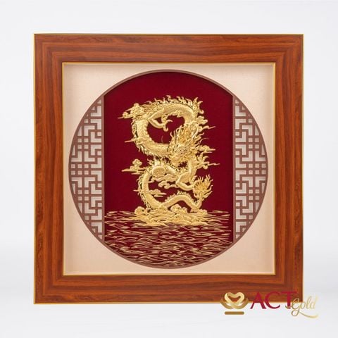 Quà tặng Tranh Rồng dát vàng 24k ACT GOLD ISO 9001:2015