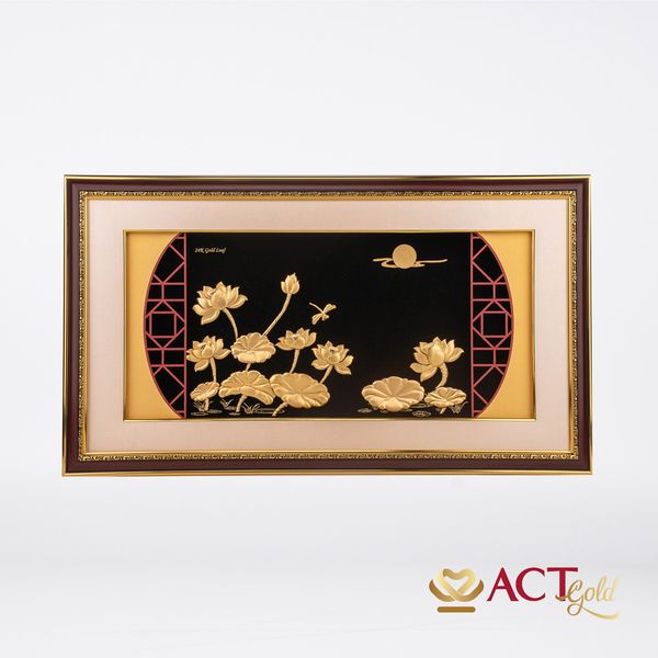Quà tặng Tranh Hồ Sen dát vàng 24k ACT GOLD ISO 9001:2015