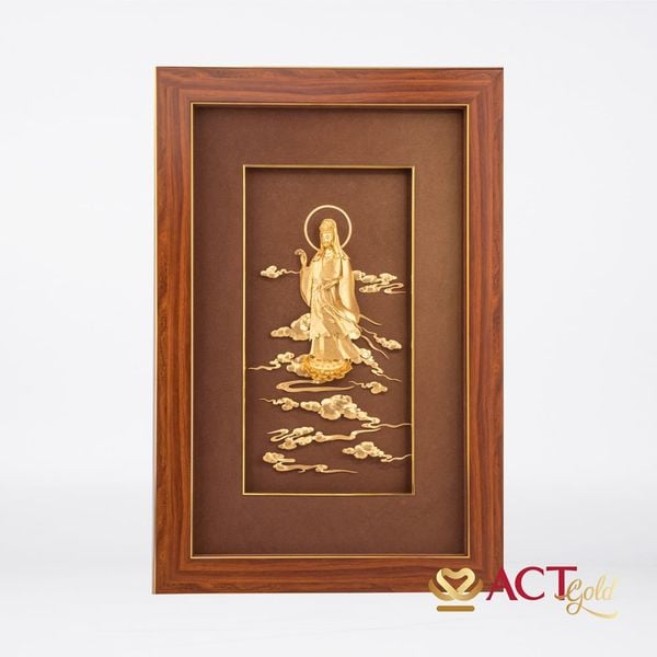 Tranh Quán Thế Âm Bồ Tát dát vàng 24k ACT GOLD ISO 9001:2015 (Mẫu 4)