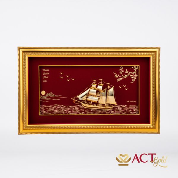 Tranh Thuyền dát vàng 24k ACT GOLD ISO 9001:2015 (Mẫu 38)
