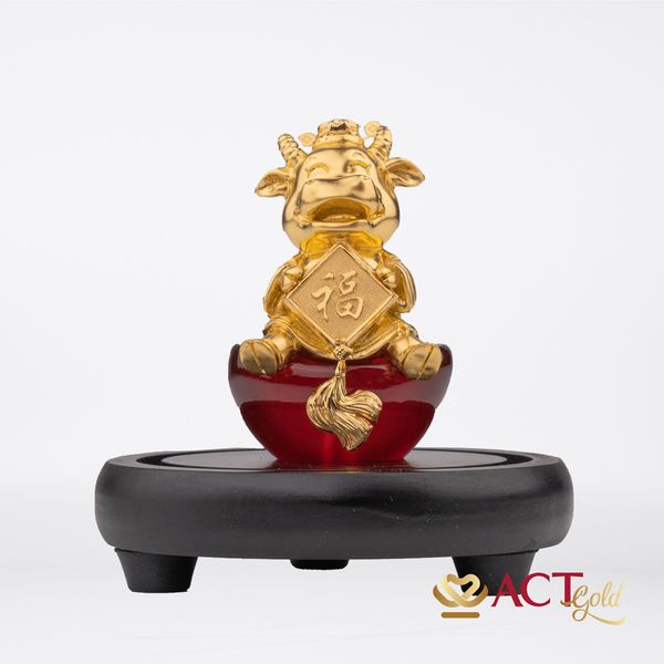 Quà tặng Tượng Trâu dát vàng 24k ACT GOLD ISO 9001:2015(Mẫu 2)