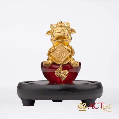 Quà tặng Tượng Trâu dát vàng 24k ACT GOLD ISO 9001:2015(Mẫu 2)