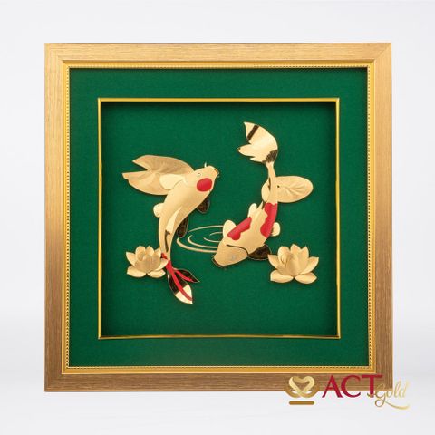 Quà tặng Tranh Song Ngư dát vàng 24k ACT GOLD ISO 9001:2015
