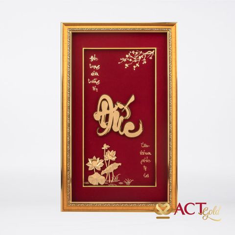 Quà tặng Tranh chữ Đức hoa Sen dát vàng 24k ACT GOLD ISO 9001:2015