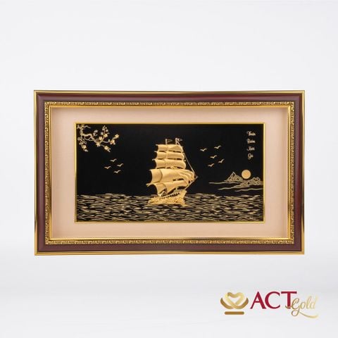 Quà tặng tranh Thuyền dát vàng 24k ACT GOLD ISO 9001:2015 (Mẫu 25)