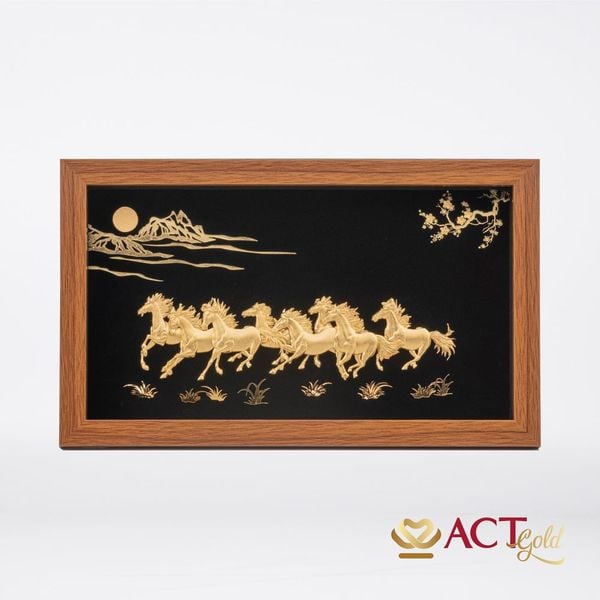 Tranh Bát Mã dát vàng 24k ACT GOLD ISO 9001:2015 (Mẫu 9)