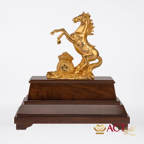 Quà tặng Ngựa Tài Lộc dát vàng 24k ACT GOLD ISO 9001:2015 (Mẫu 4)