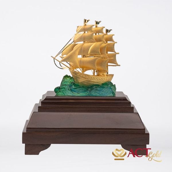 Quà tặng Thuyền Buồm dát vàng 24k ACT GOLD ISO 9001:2015