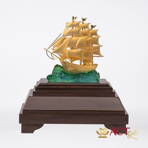 Quà tặng Thuyền Buồm dát vàng 24k ACT GOLD ISO 9001:2015