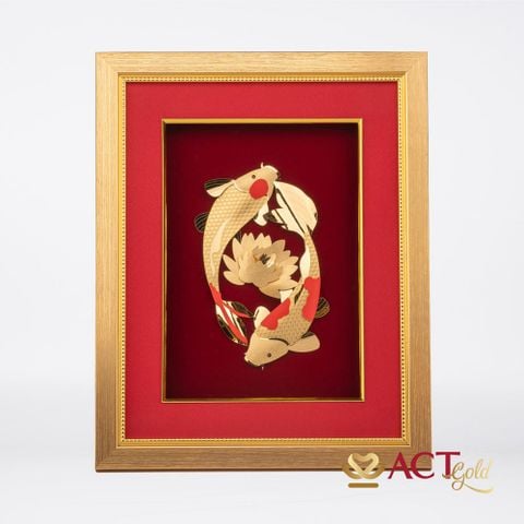Quà tặng Tranh Song Ngư dát vàng 24k ACT GOLD ISO 9001:2015