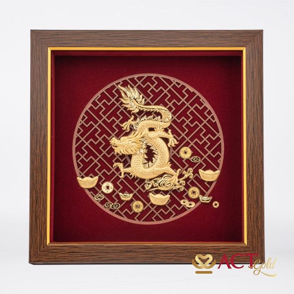 Quà tặng Tranh Rồng Phú Quý dát vàng 24k ACT GOLD ISO 9001:2015