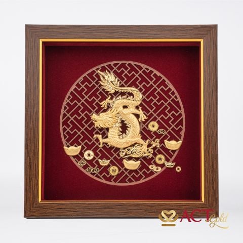 Quà tặng Tranh Rồng Phú Quý dát vàng 24k ACT GOLD ISO 9001:2015