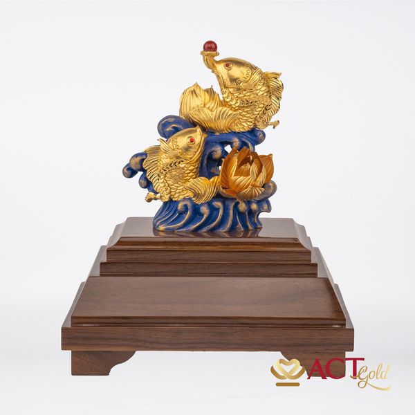 Quà tặng Cá Chép Hoa Sen dát vàng 24k ACT GOLD ISO 9001:2015