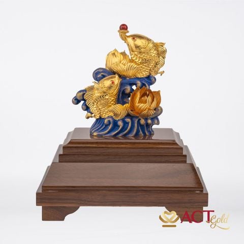 Quà tặng Cá Chép Hoa Sen dát vàng 24k ACT GOLD ISO 9001:2015