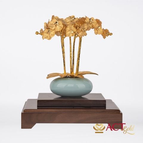Quà tặng Bình Hoa Lan 6 Cành dát vàng 24k ACT GOLD ISO 9001:2015