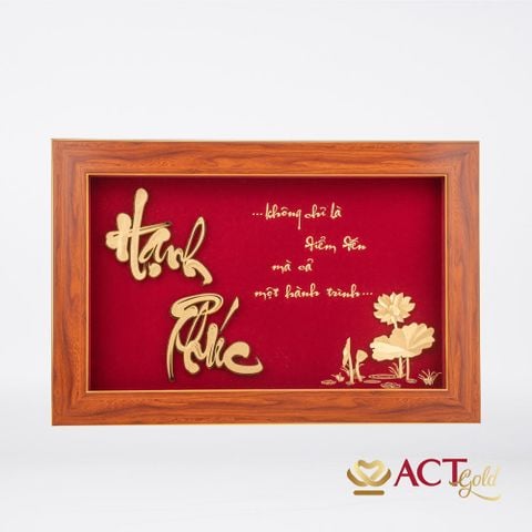 Tranh Chữ Hạnh Phúc Hoa Sen dát vàng 24k ACT GOLD ISO 9001:2015