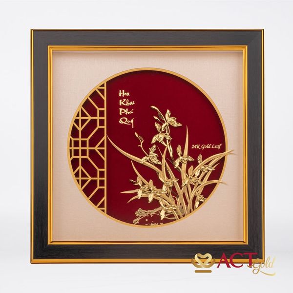 Quà tặng Tranh Hoa Lan dát vàng 24k ACT GOLD ISO 9001:2015