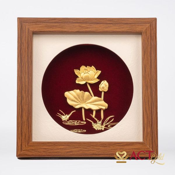 Quà tặng Tranh Hoa Sen dát vàng 24k ACT GOLD ISO 9001:2015