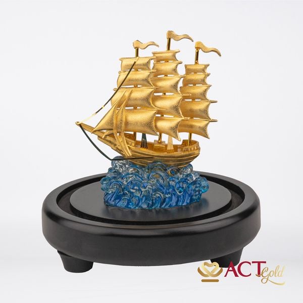 Quà tặng Thuyền Buồm dát vàng 24k ACT GOLD ISO 9001:2015