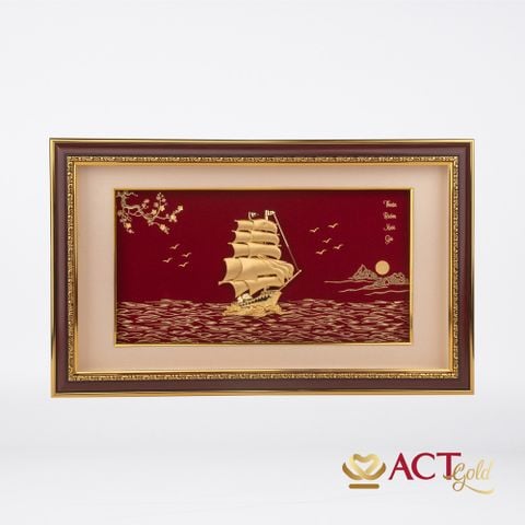 Quà tặng tranh Thuyền dát vàng 24k ACT GOLD ISO 9001:2015 (Mẫu 26)