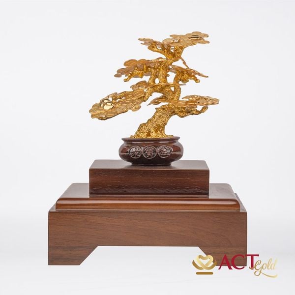 Quà tặng Chậu Cây Tài Lộc dát vàng 24k ACT GOLD ISO 9001:2015 (mẫu 2)
