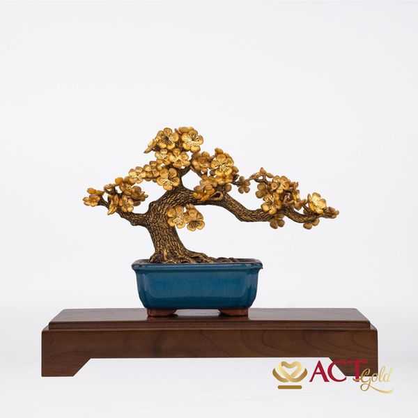 Quà tặng Chậu Mai Ngũ Phúc dát vàng 24k ACT GOLD ISO 9001:2015