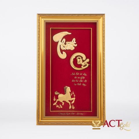 Quà tặng Tranh Chữ Thư Pháp Thành Công dát vàng 24k ACT GOLD ISO 9001:2015