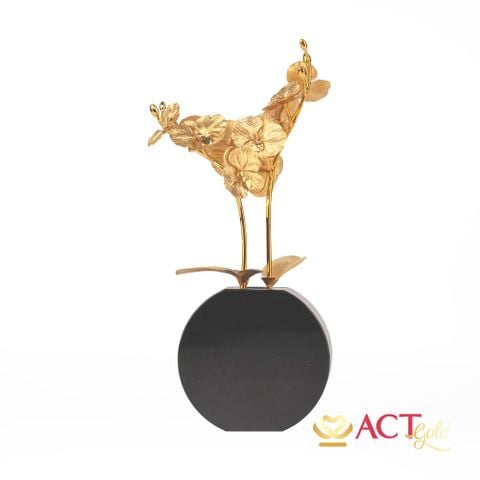 Quà tặng Cành Hoa Lan dát vàng 24k ACT GOLD ISO 9001:2015 (Pha lê đen)