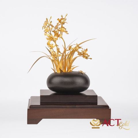 Quà tặng Bình Hoa Địa Lan dát vàng 24k ACT GOLD ISO 9001:2015