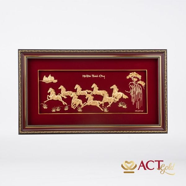 Quà tặng Tranh Bát Mã dát vàng 24k  ACT GOLD ISO 9001:2015
