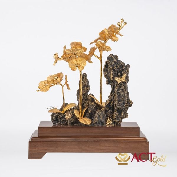 Quà tặng Lan Hồ Điệp Tiểu Cảnh dát vàng 24k ACT GOLD ISO 9001:2015 (mẫu 2)