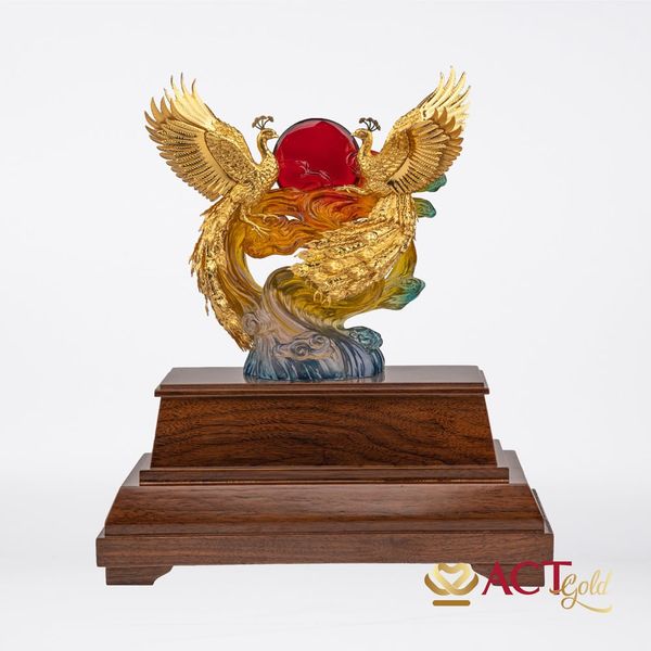 Quà tặng Loan Phượng dát vàng 24k ACT GOLD ISO 9001:2015