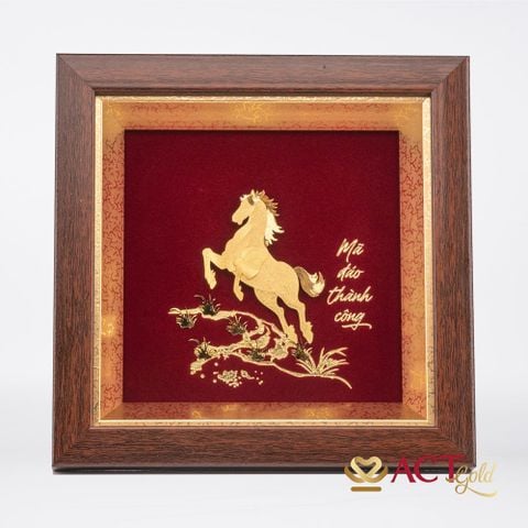 Quà Tặng Tranh Ngựa Mã Đáo Thành Công dát vàng 24k ACT GOLD ISO 9001:2015