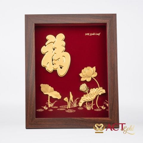 Quà tặng Tranh Chữ Phúc dát vàng 24k ACT GOLD ISO 9001:2015(Mẫu 1)