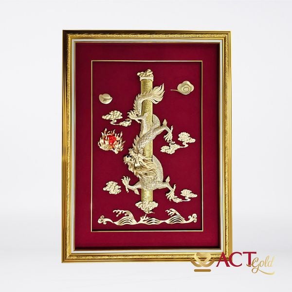 Quà tặng Tranh Rồng dát vàng 24k ACT GOLD ISO 9001:2015
