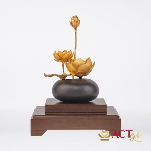 Quà tặng Bình Hoa Sen dát vàng 24k ACT GOLD ISO 9001:2015