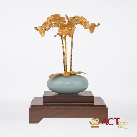 Quà tặng Bình Hoa Lan 3 Cành dát vàng 24k ACT GOLD ISO 9001:2015