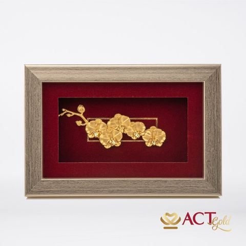 Quà tặng Tranh Hoa Lan dát vàng 24k ACT GOLD ISO 9001:2015