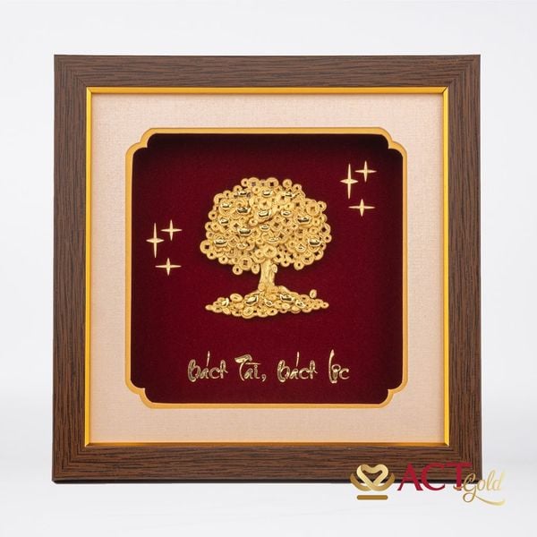 Quà tặng Tranh Cây Tài Lộc Dát Vàng 24k ACT GOLD ISO 9001:2015
