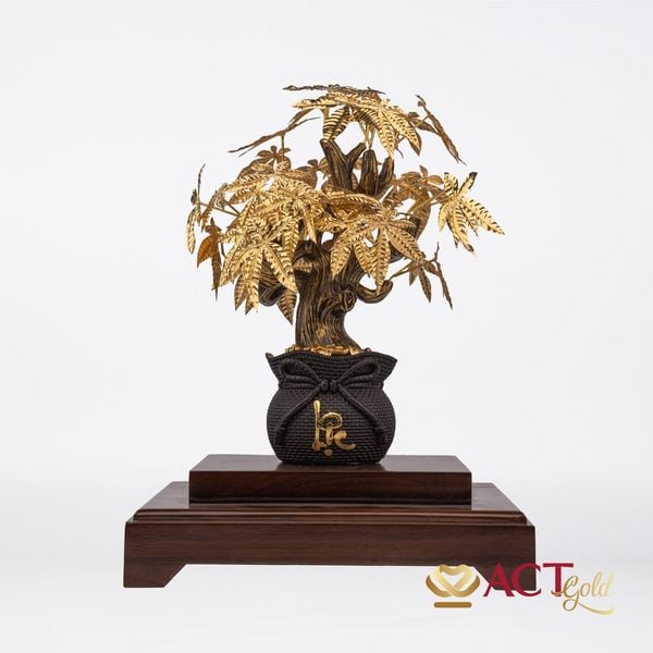 Quà tặng Chậu Cây Kim Ngân dát vàng 24k ACT GOLD ISO 9001:2015