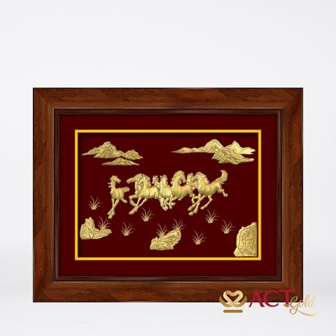Quà tặng Tranh Bát Mã dát vàng 24k  ACT GOLD ISO 9001:2015