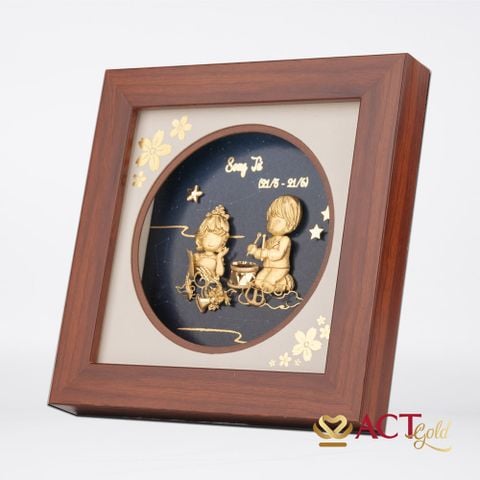 Quà tặng Tranh Cung Song Tử dát vàng 24k ACT GOLD ISO 9001:2015
