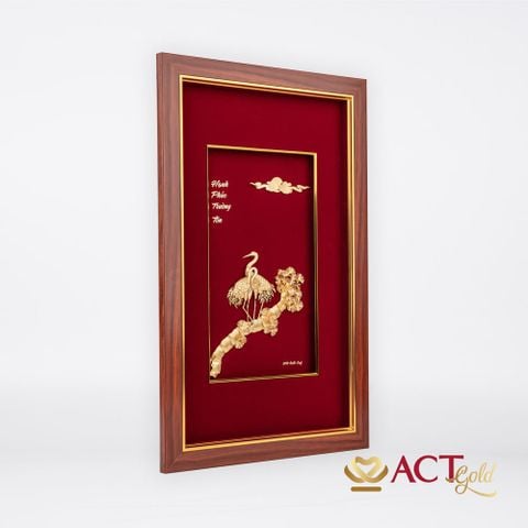 Quà tặng tranh Đôi Hạc dát vàng 24k ACT GOLD ISO 9001:2015 (Mẫu 4)