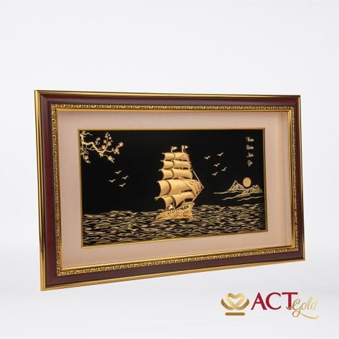 Quà tặng tranh Thuyền dát vàng 24k ACT GOLD ISO 9001:2015 (Mẫu 25)