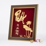 Quà tặng Tranh Chữ Phát Hoa Sen dát vàng 24k ACT GOLD ISO 9001:2015(Mẫu 2)