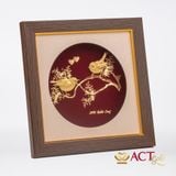 Quà tặng tranh Đôi Chim Sẻ dát vàng 24k ACT GOLD ISO 9001:2015