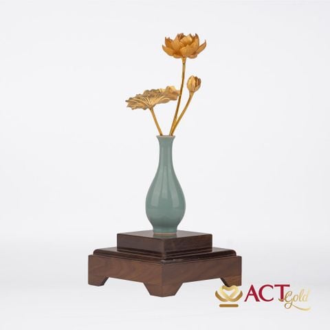 Quà tặng Lọ Hoa Sen 3 Cành dát vàng 24k ACT GOLD ISO 9001:2015