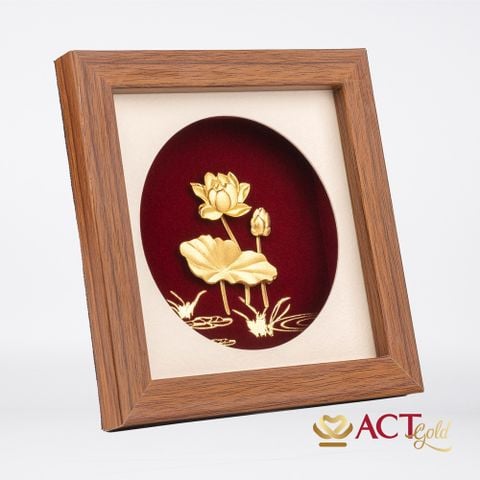 Quà tặng Tranh Hoa Sen dát vàng 24k ACT GOLD ISO 9001:2015