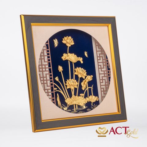 Tranh Hoa Sen dát vàng 24k ACT GOLD ISO 9001:2015 (Mẫu 4)